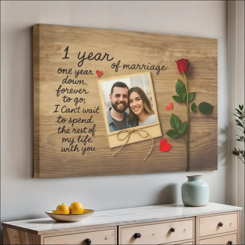 Personalized marriage anniversary canvas print for One Year Anniversary gifts for couples